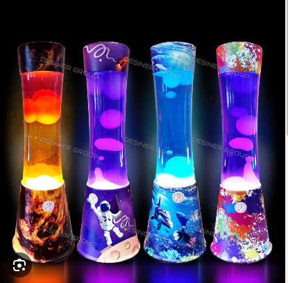 large lava lamp with colorful